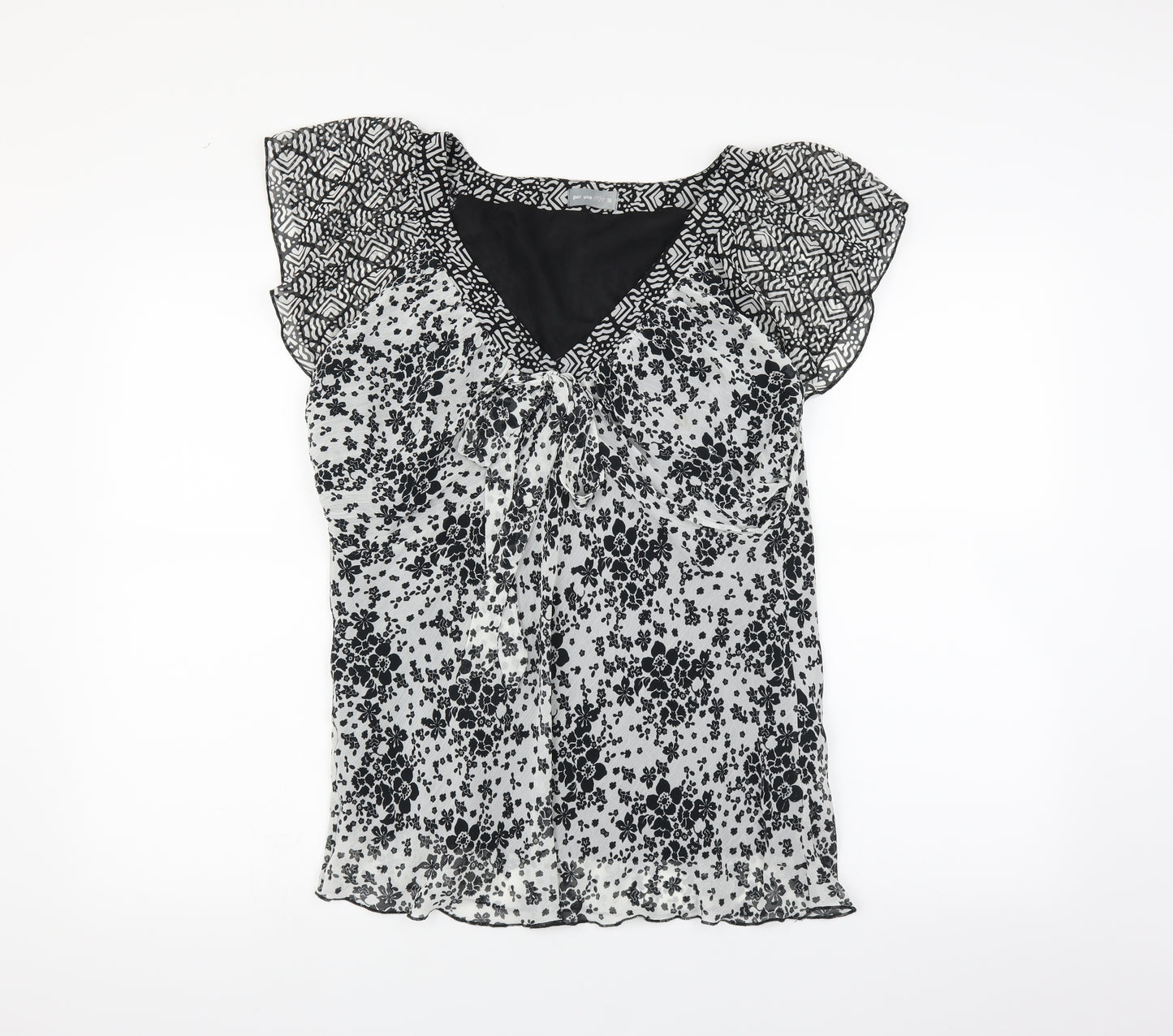 Per Una Womens White Floral  Basic Blouse Size 16