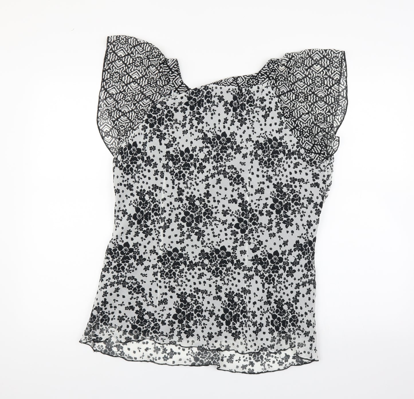 Per Una Womens White Floral  Basic Blouse Size 16