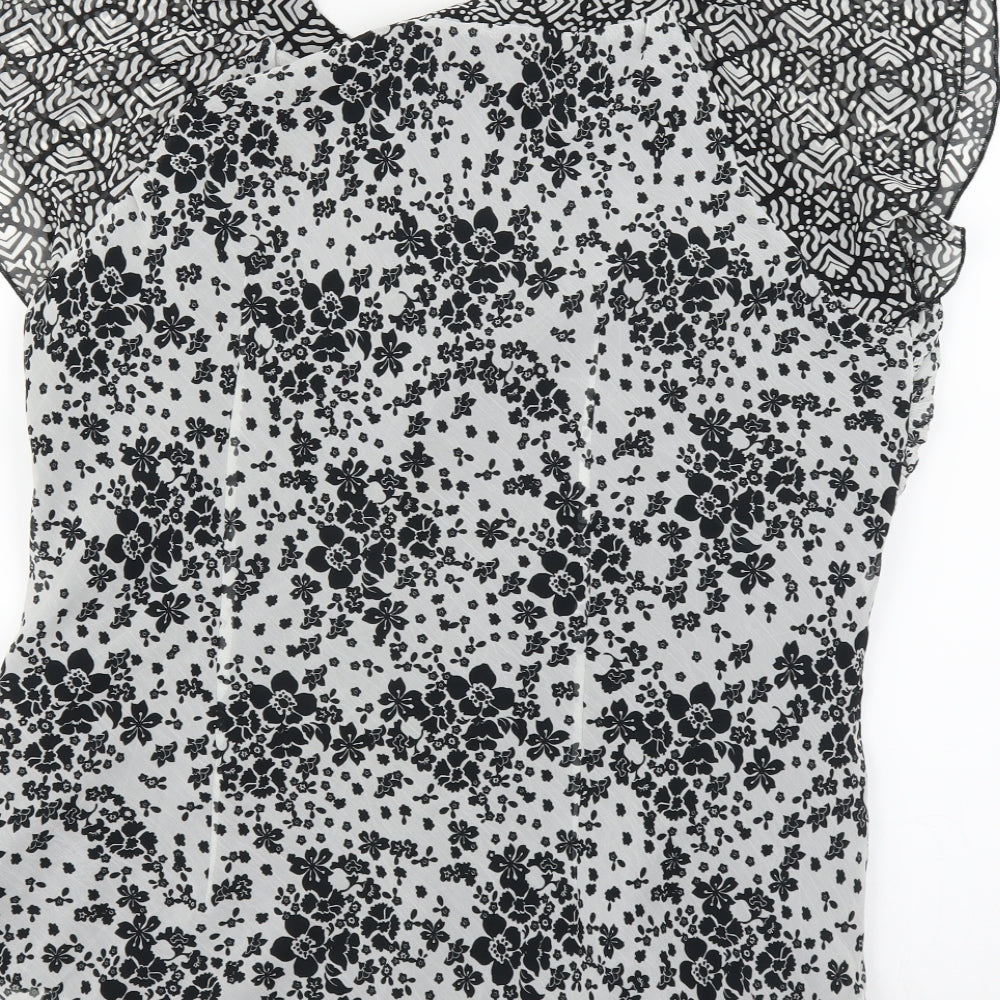 Per Una Womens White Floral  Basic Blouse Size 16