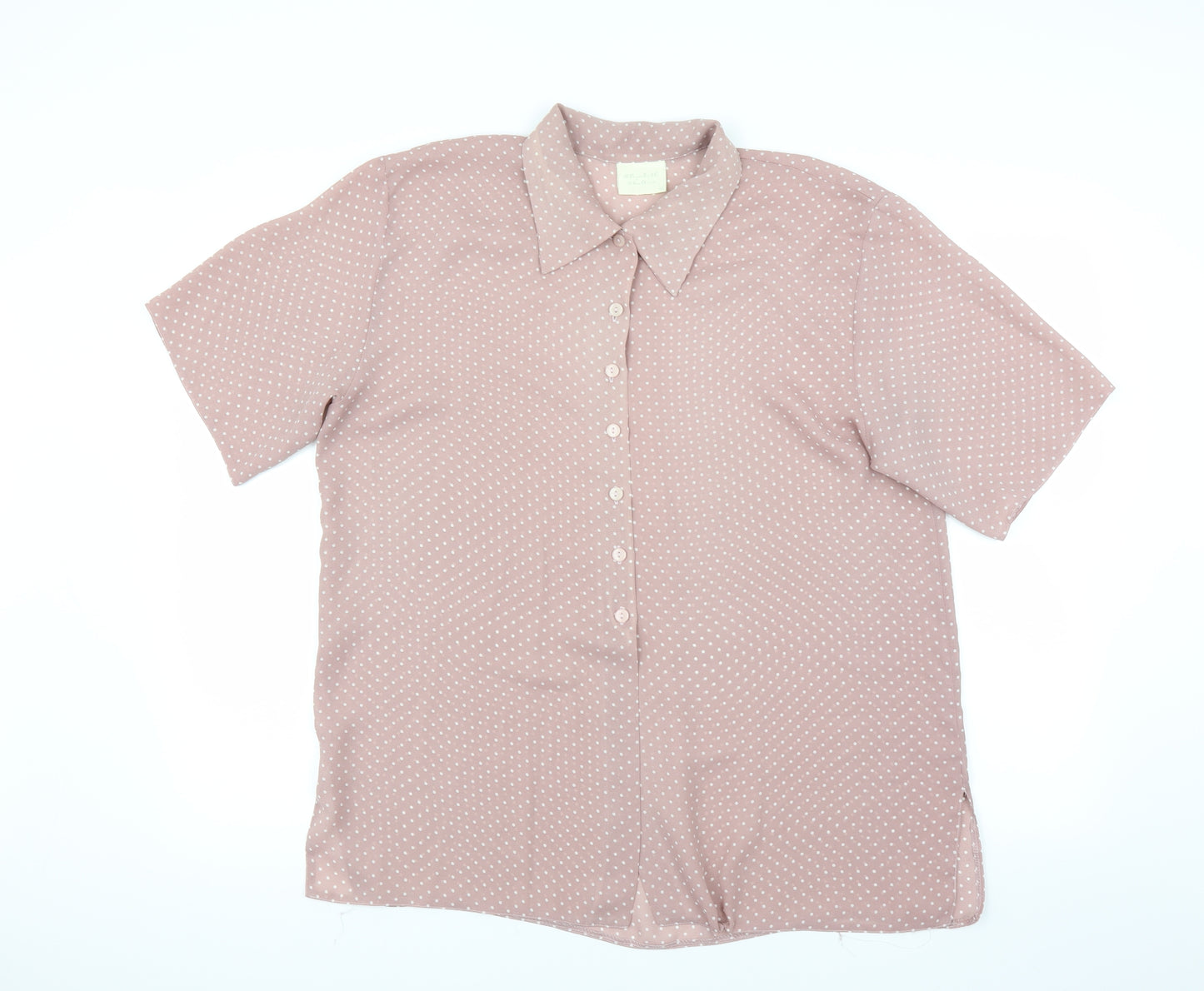 Elizabeth Shetton Womens Pink Polka Dot  Basic Button-Up Size 14