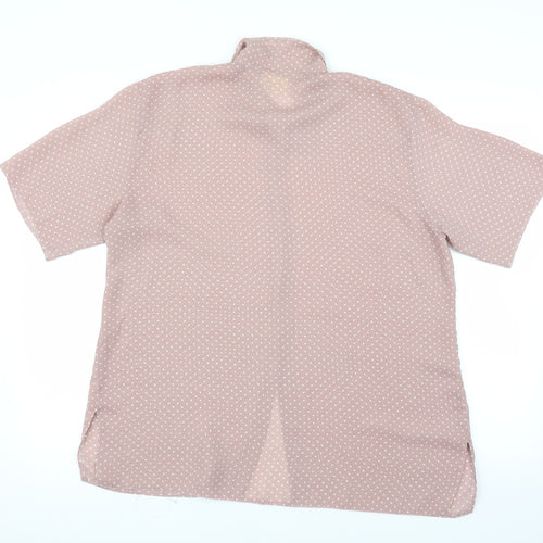 Elizabeth Shetton Womens Pink Polka Dot  Basic Button-Up Size 14