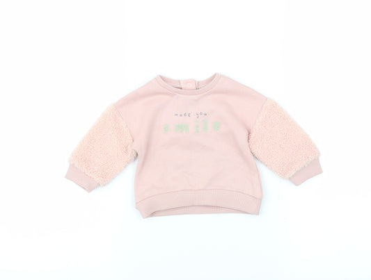 Front view of George Baby Pink jumper, size 0-3, Months
