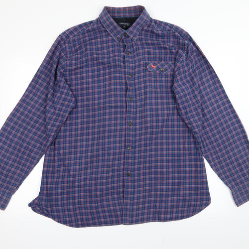 Hampton Mens Blue Plaid   Button-Up Size XL