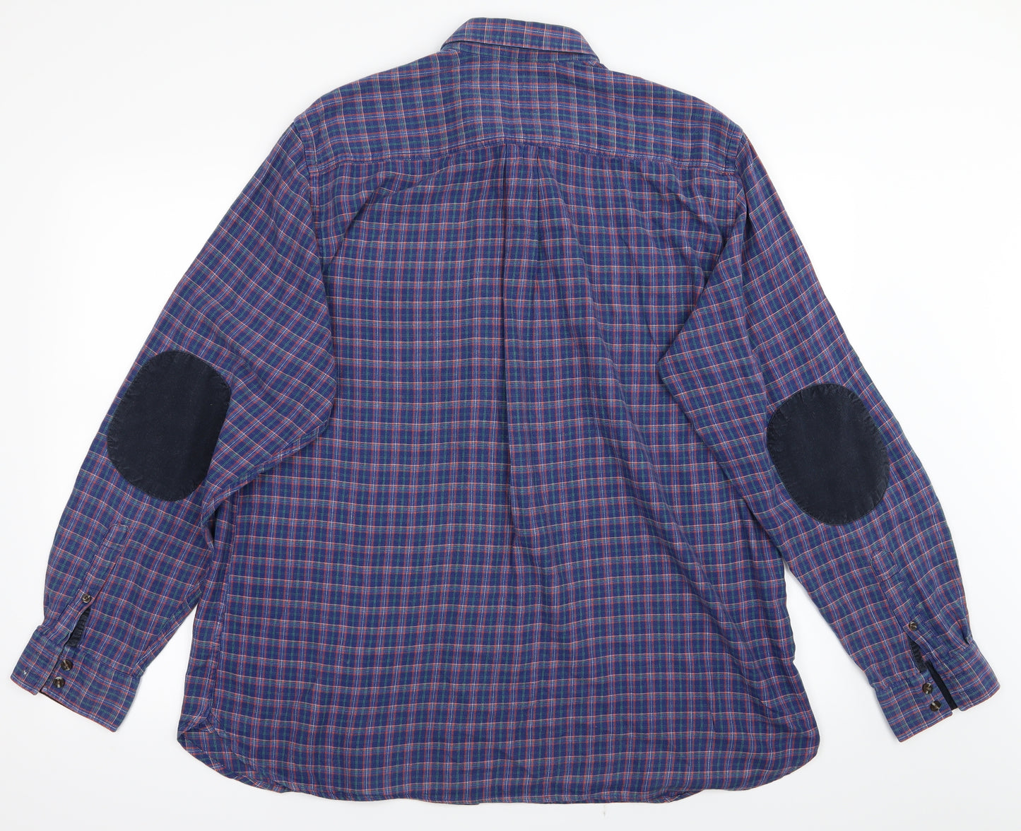 Hampton Mens Blue Plaid   Button-Up Size XL