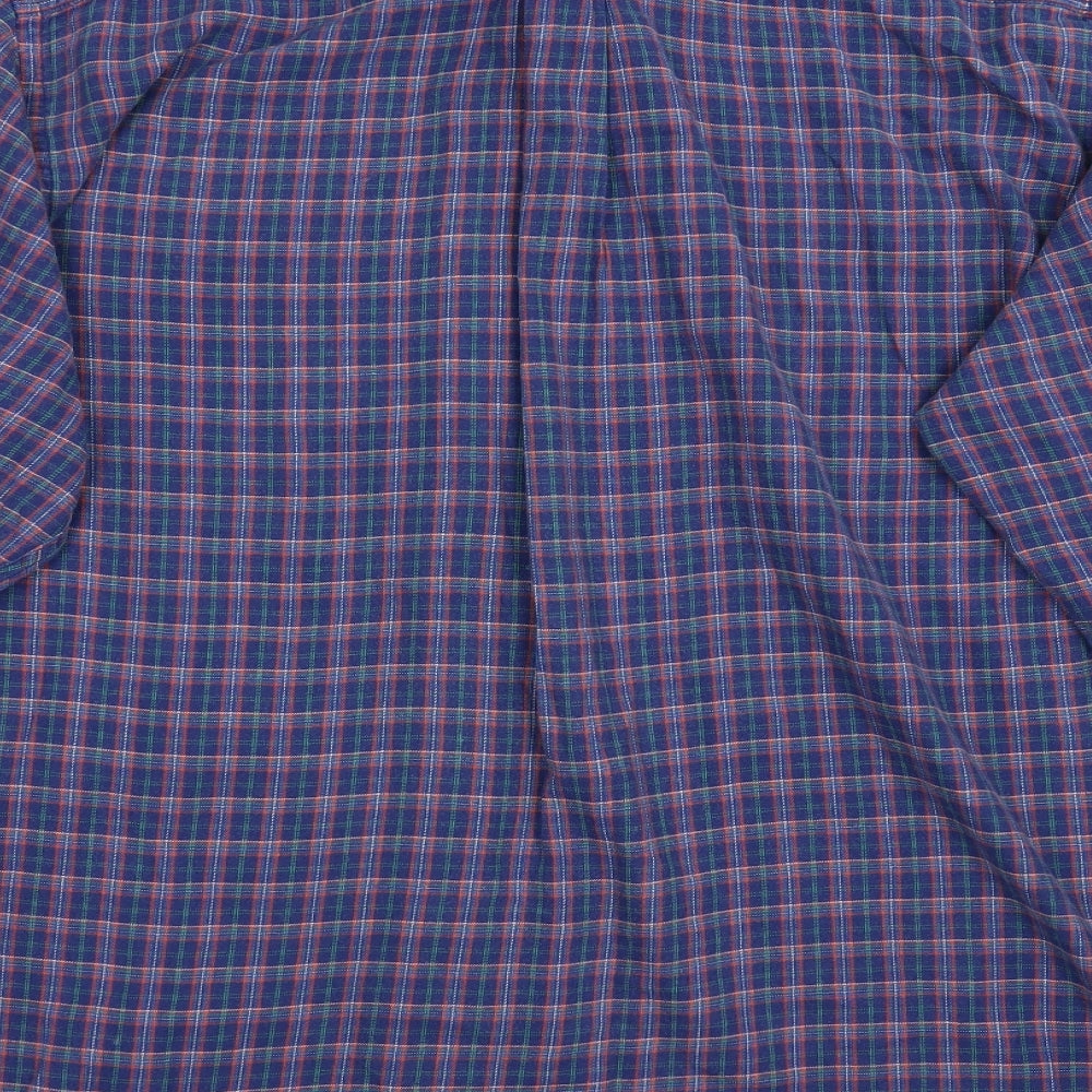 Hampton Mens Blue Plaid   Button-Up Size XL