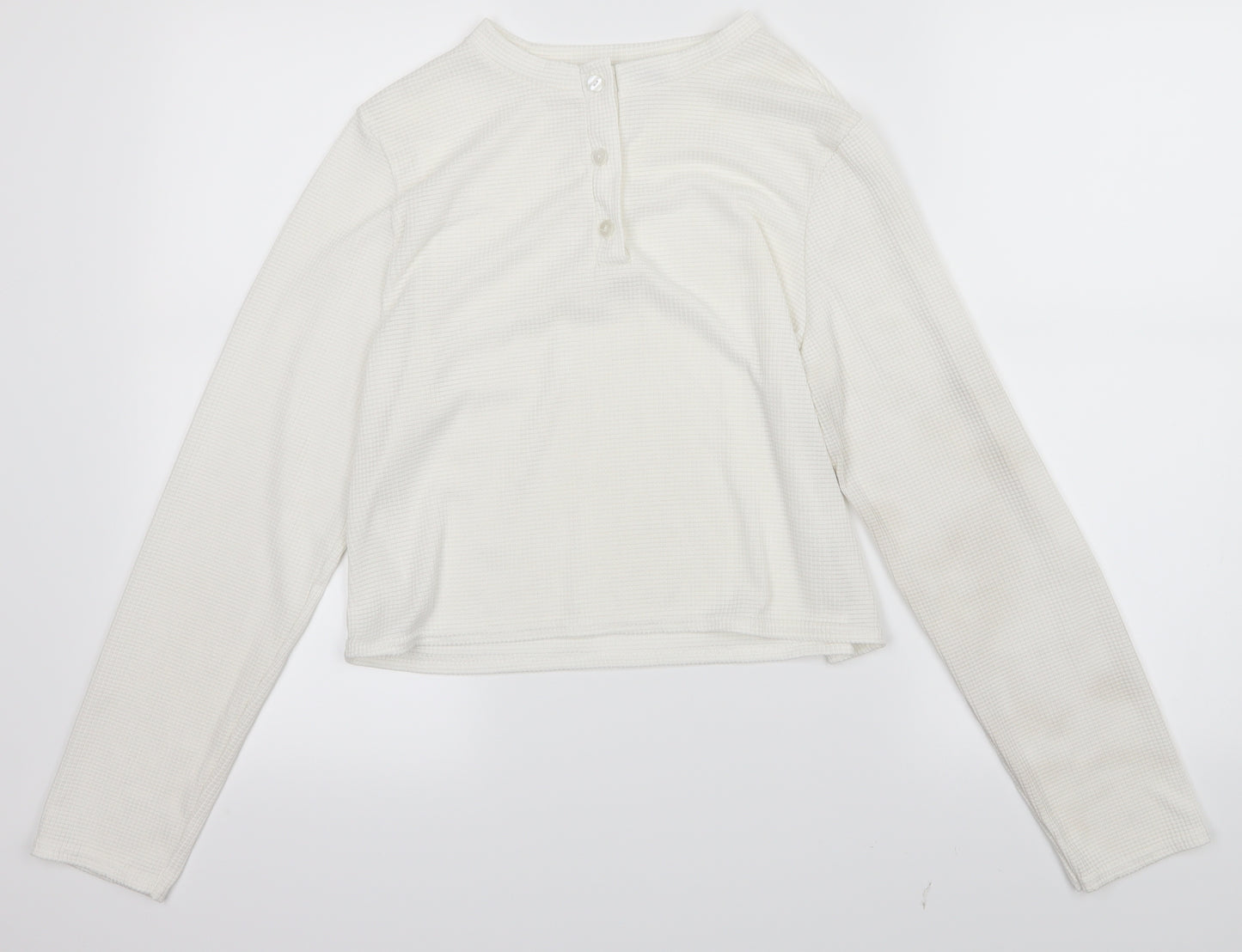 Boohoo Womens White   Basic Blouse Size L  - Cropped