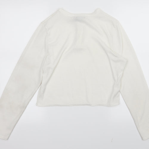Boohoo Womens White   Basic Blouse Size L  - Cropped