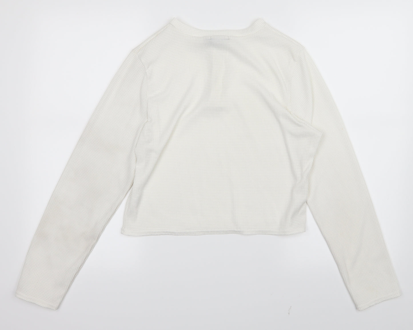 Boohoo Womens White   Basic Blouse Size L  - Cropped
