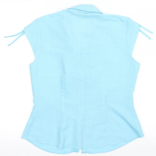 Florence + Fred Womens Blue Striped  Basic Button-Up Size 12