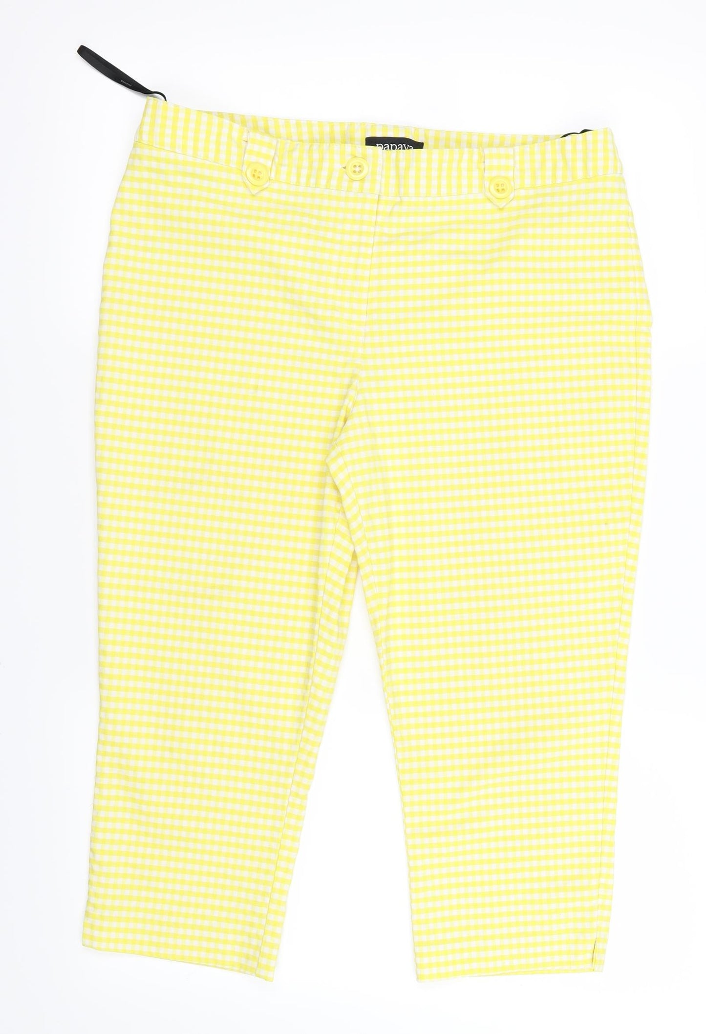 Papaya Womens Yellow Plaid  Dress Pants Trousers Size 16 L20 in - Cropped