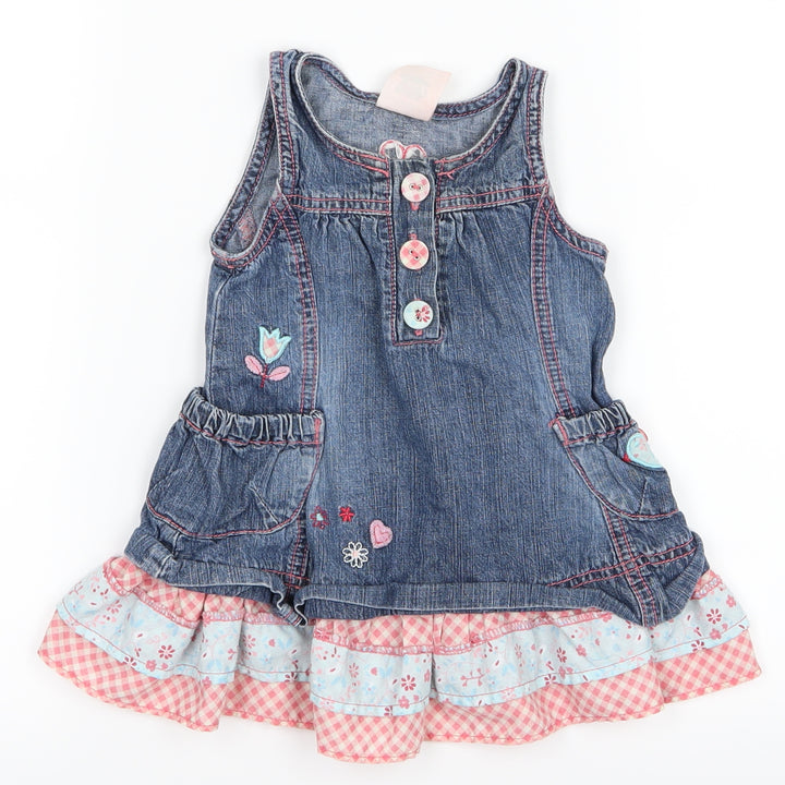 Pumpkin Patch Girls Blue Plaid  A-Line  Size 3-6 Months  - Flowers