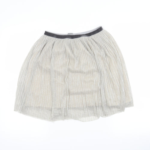 NEXT Girls Silver   Pleated Skirt Size 10 Years