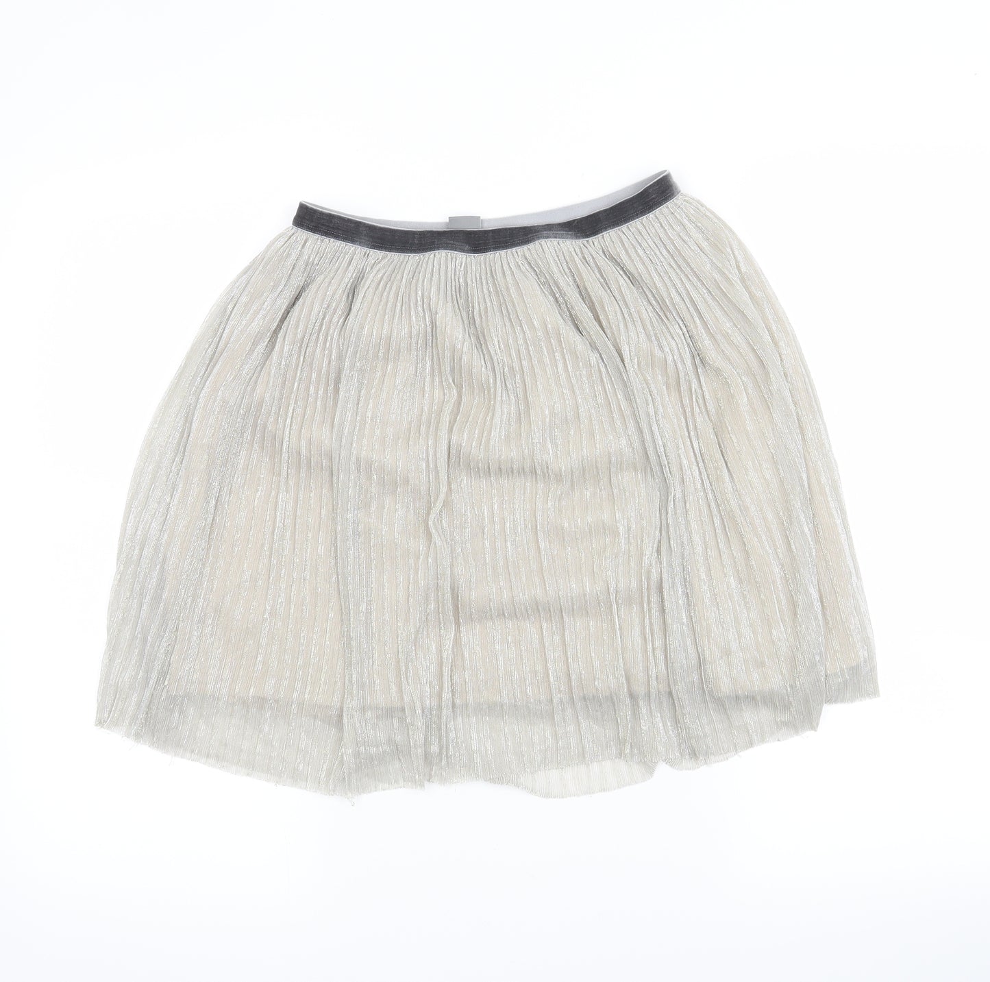 NEXT Girls Silver   Pleated Skirt Size 10 Years