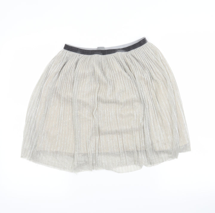 NEXT Girls Silver   Pleated Skirt Size 10 Years