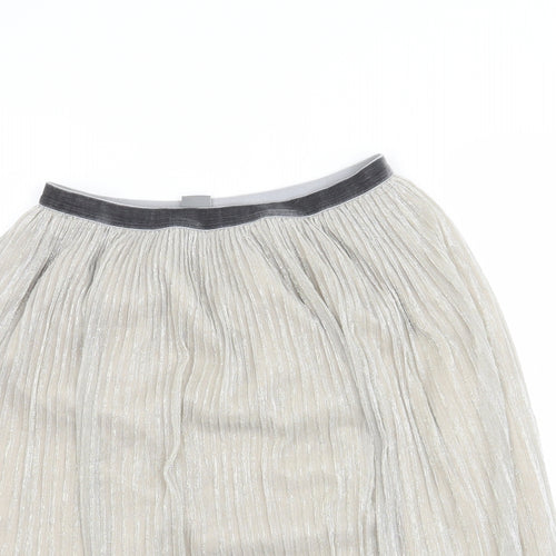 NEXT Girls Silver   Pleated Skirt Size 10 Years