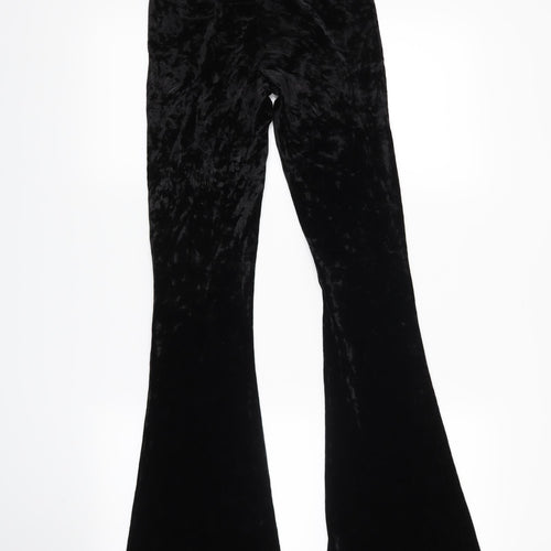 Topshop Womens Black  Velvet Trousers  Size 10