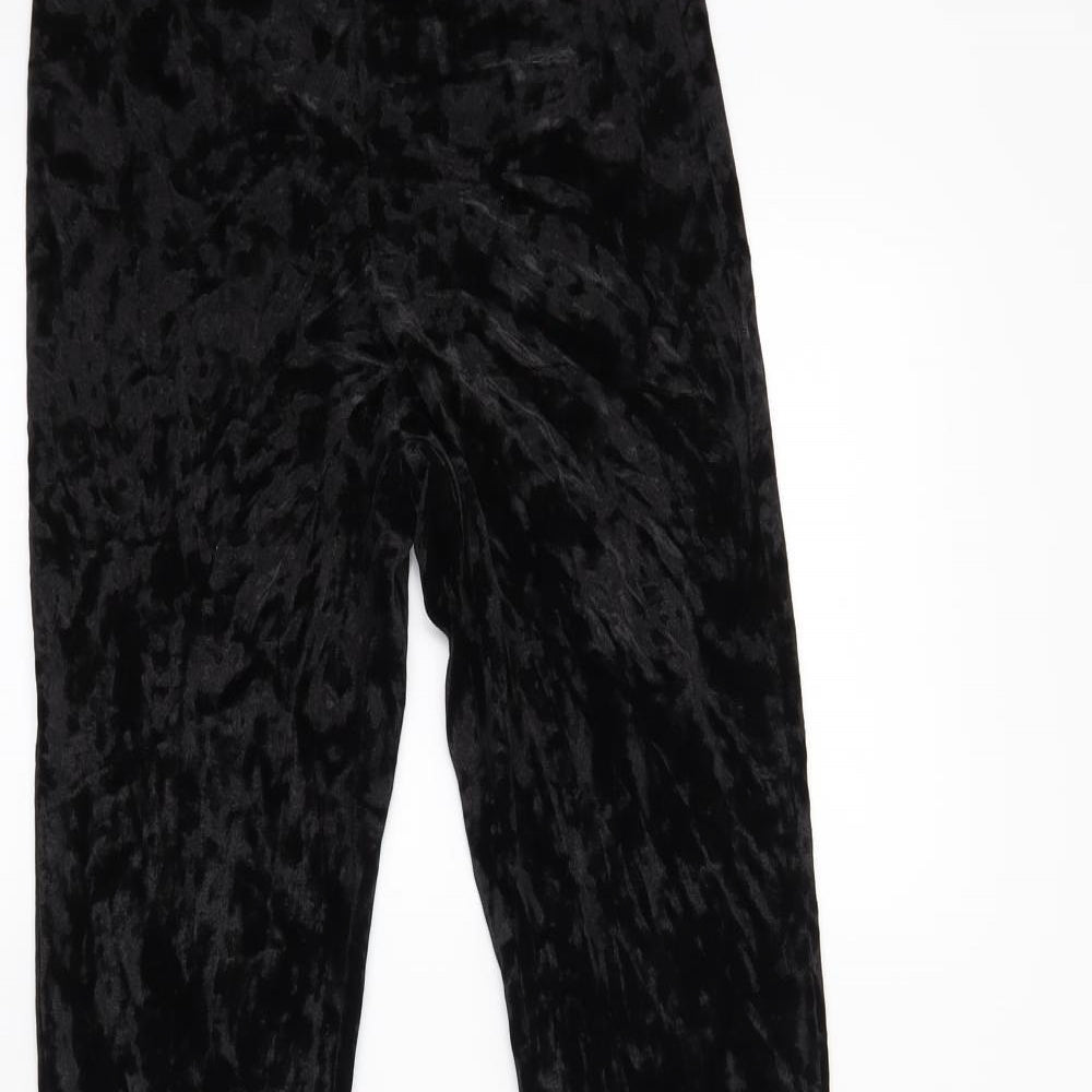 Topshop Womens Black  Velvet Trousers  Size 10