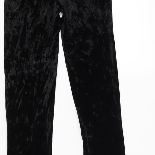 Topshop Womens Black  Velvet Trousers  Size 10