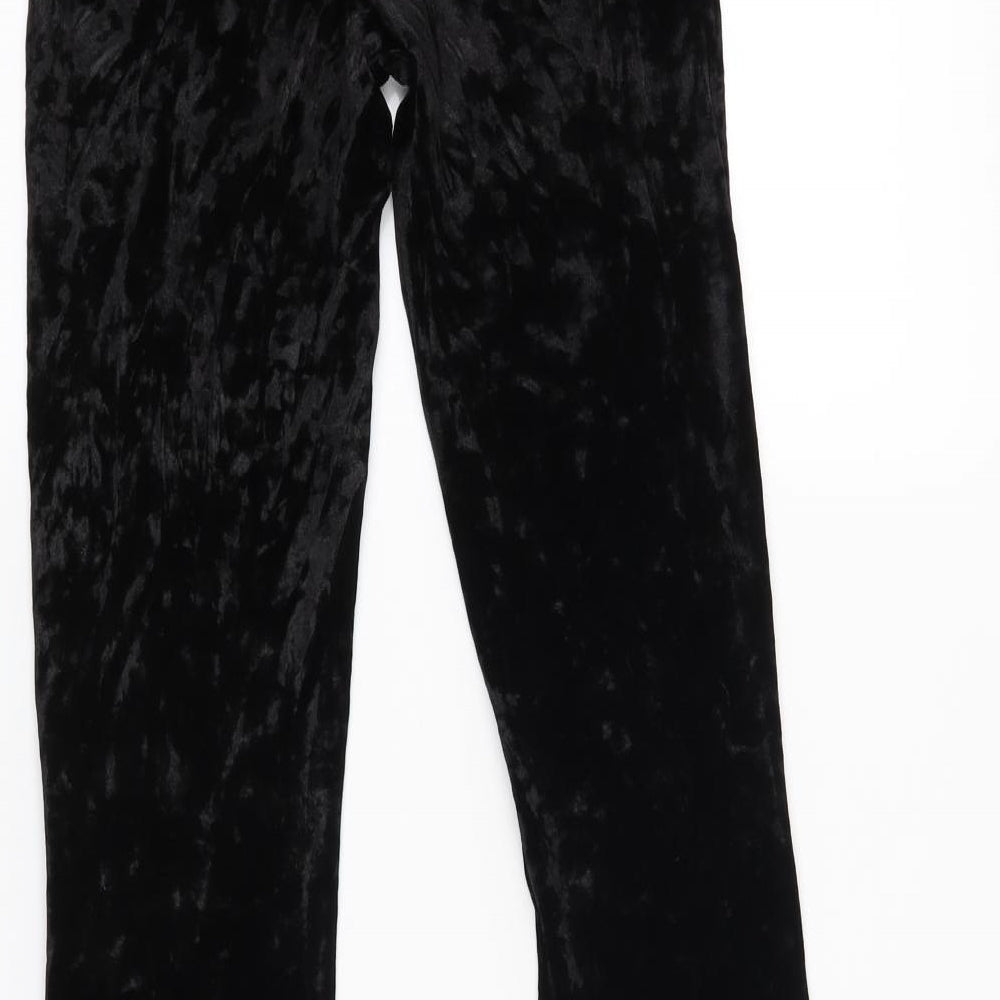 Topshop Womens Black  Velvet Trousers  Size 10