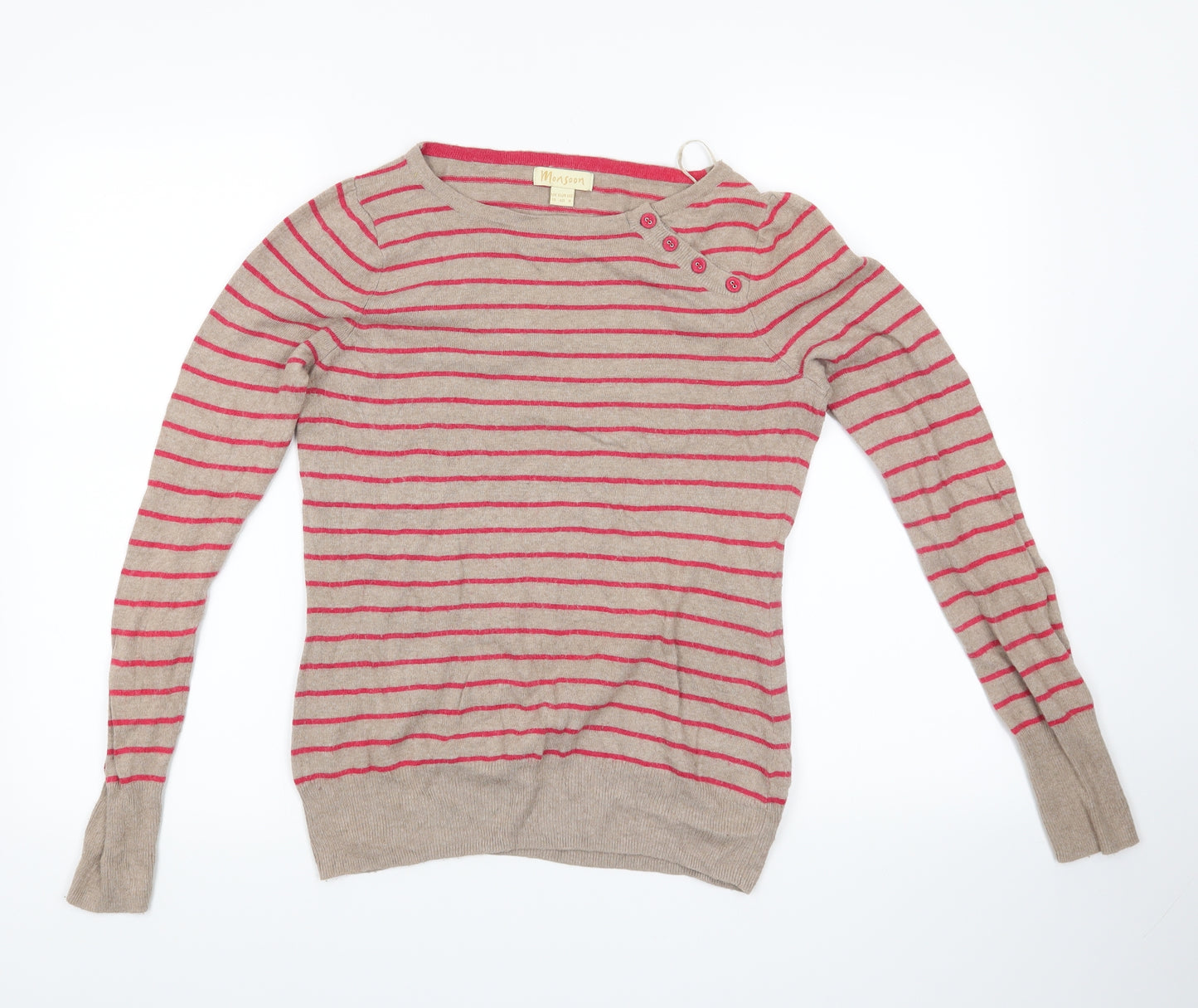 Monsoon Womens Pink Striped  Pullover Jumper Size 12