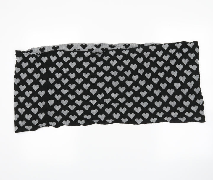 redherring Womens Black Scarf - heart pattern
