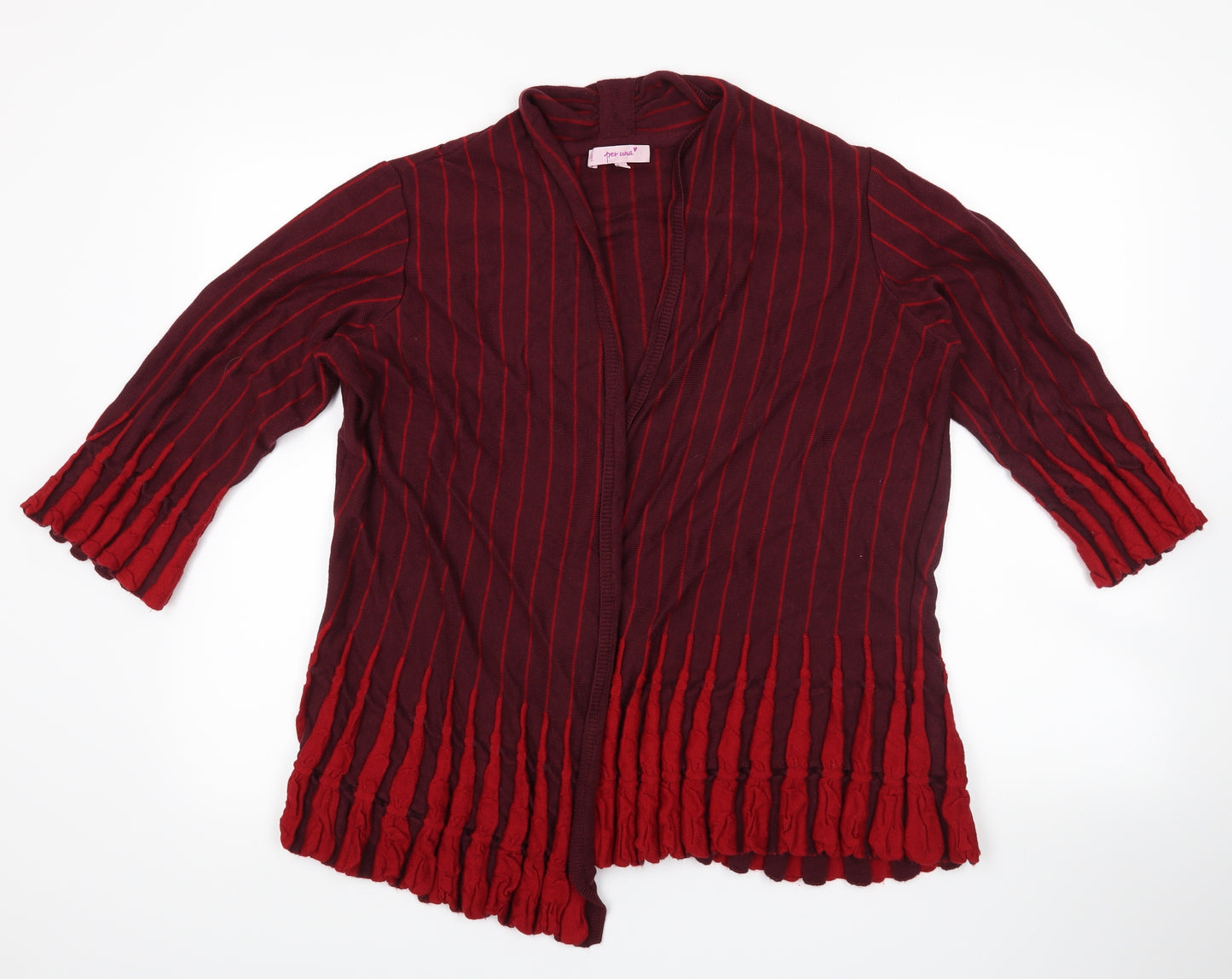 Per Una Womens Red Striped  Cardigan Jumper Size 16