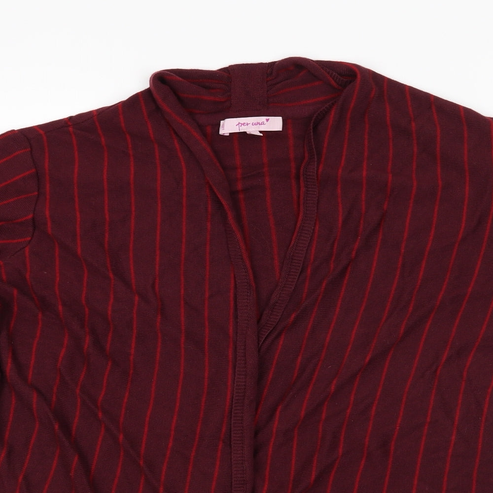 Per Una Womens Red Striped  Cardigan Jumper Size 16