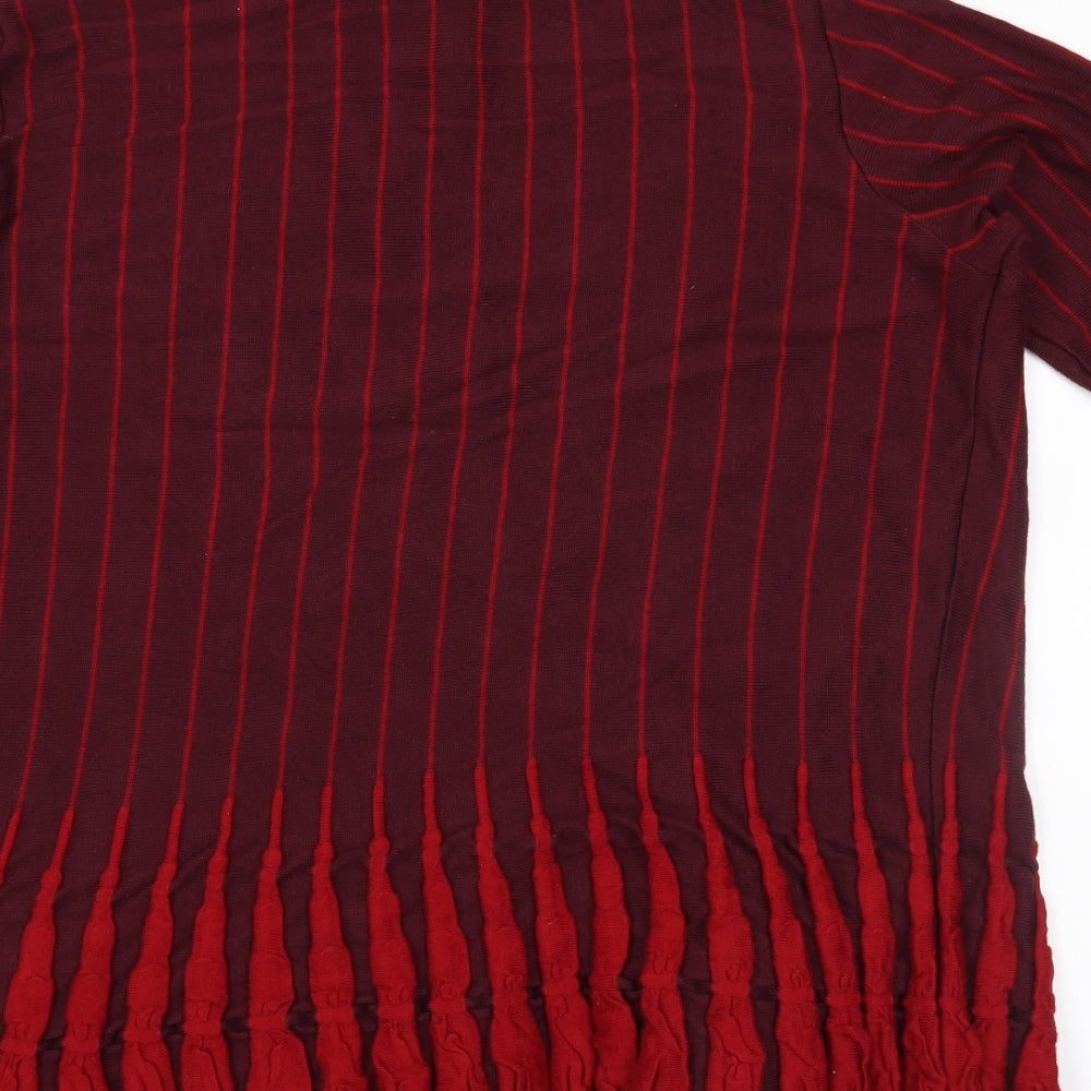 Per Una Womens Red Striped  Cardigan Jumper Size 16