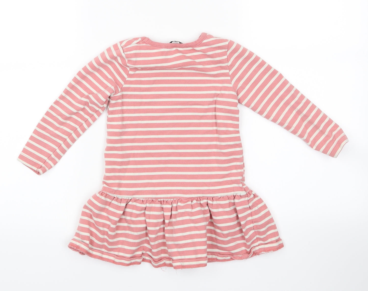 George Girls Pink Striped  Shirt Dress  Size 2-3 Years  - animal face