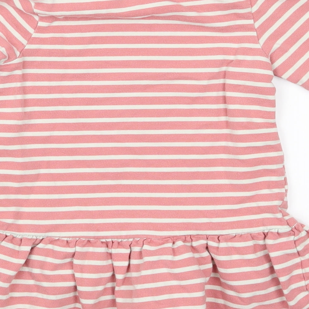 George Girls Pink Striped  Shirt Dress  Size 2-3 Years  - animal face