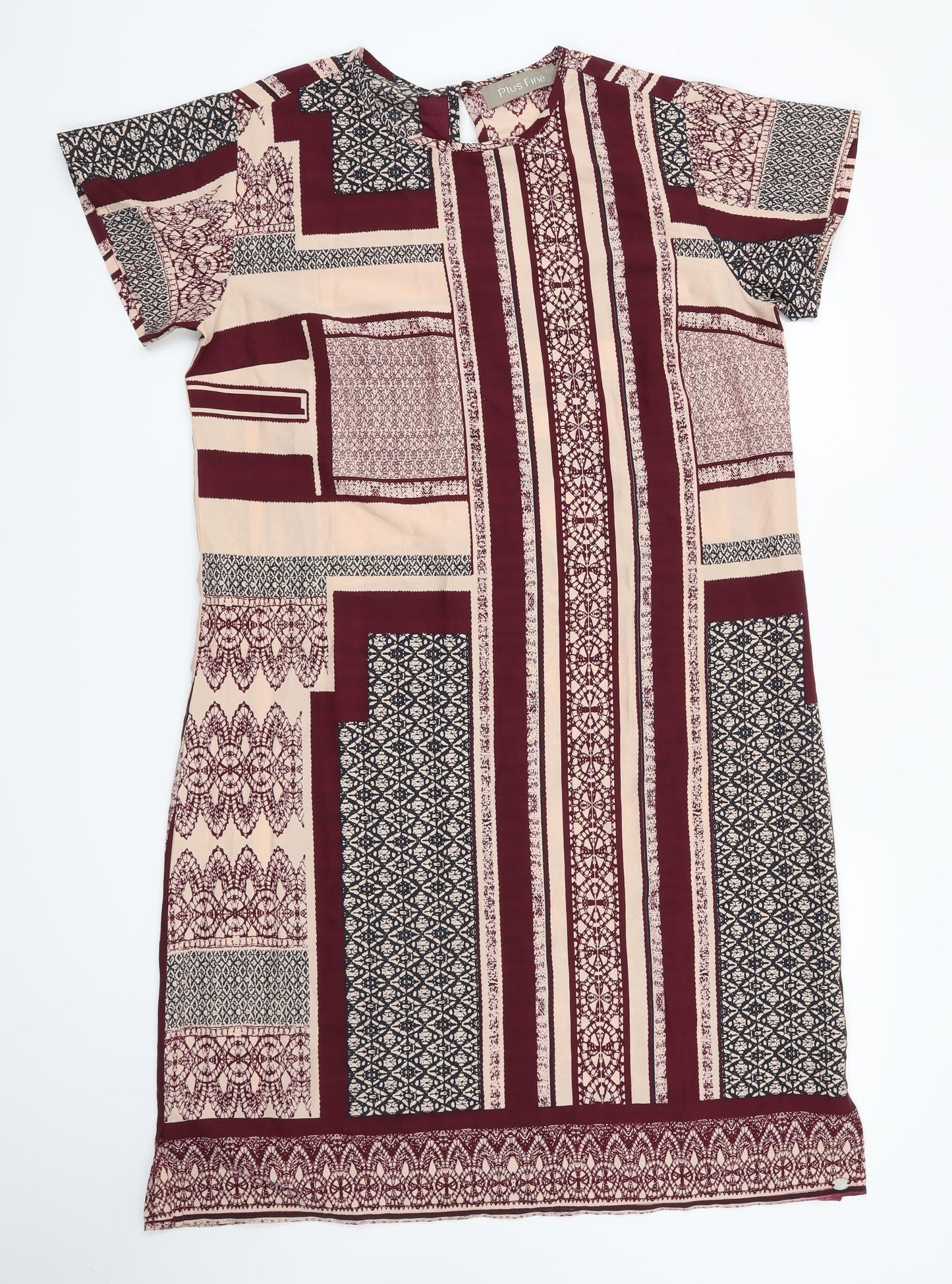 plus fine Womens Red Geometric  T-Shirt Dress  Size M