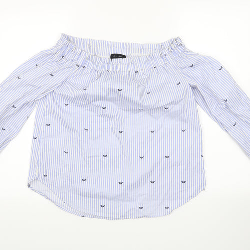 New Look Womens Blue Striped  Basic Blouse Size 8