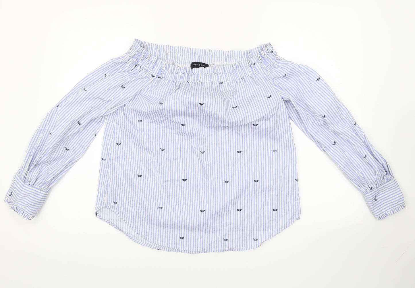 New Look Womens Blue Striped  Basic Blouse Size 8