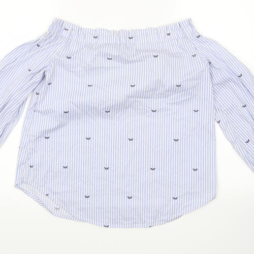New Look Womens Blue Striped  Basic Blouse Size 8