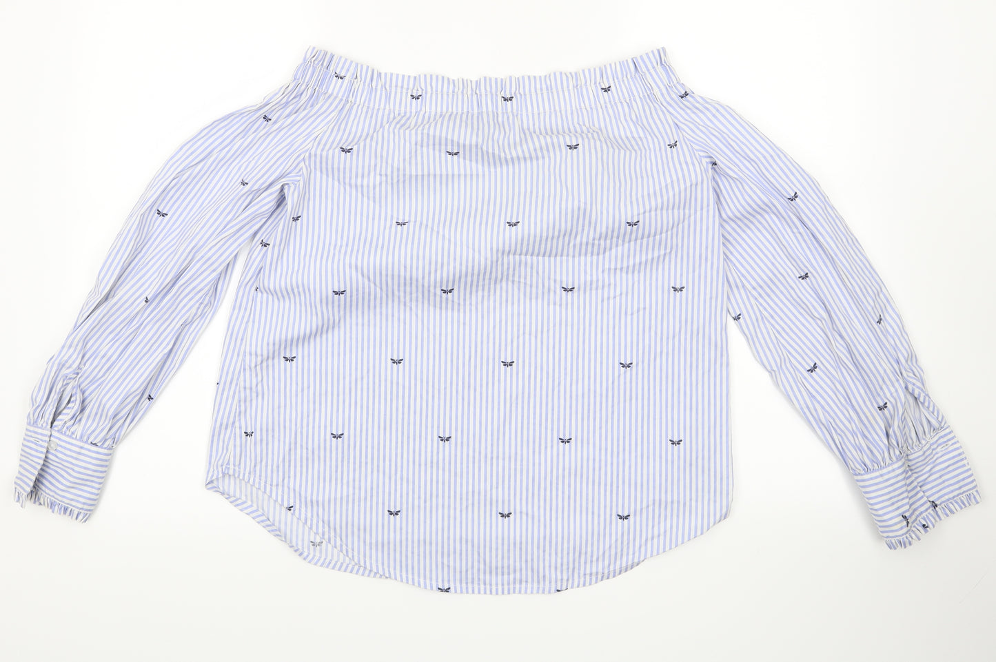 New Look Womens Blue Striped  Basic Blouse Size 8