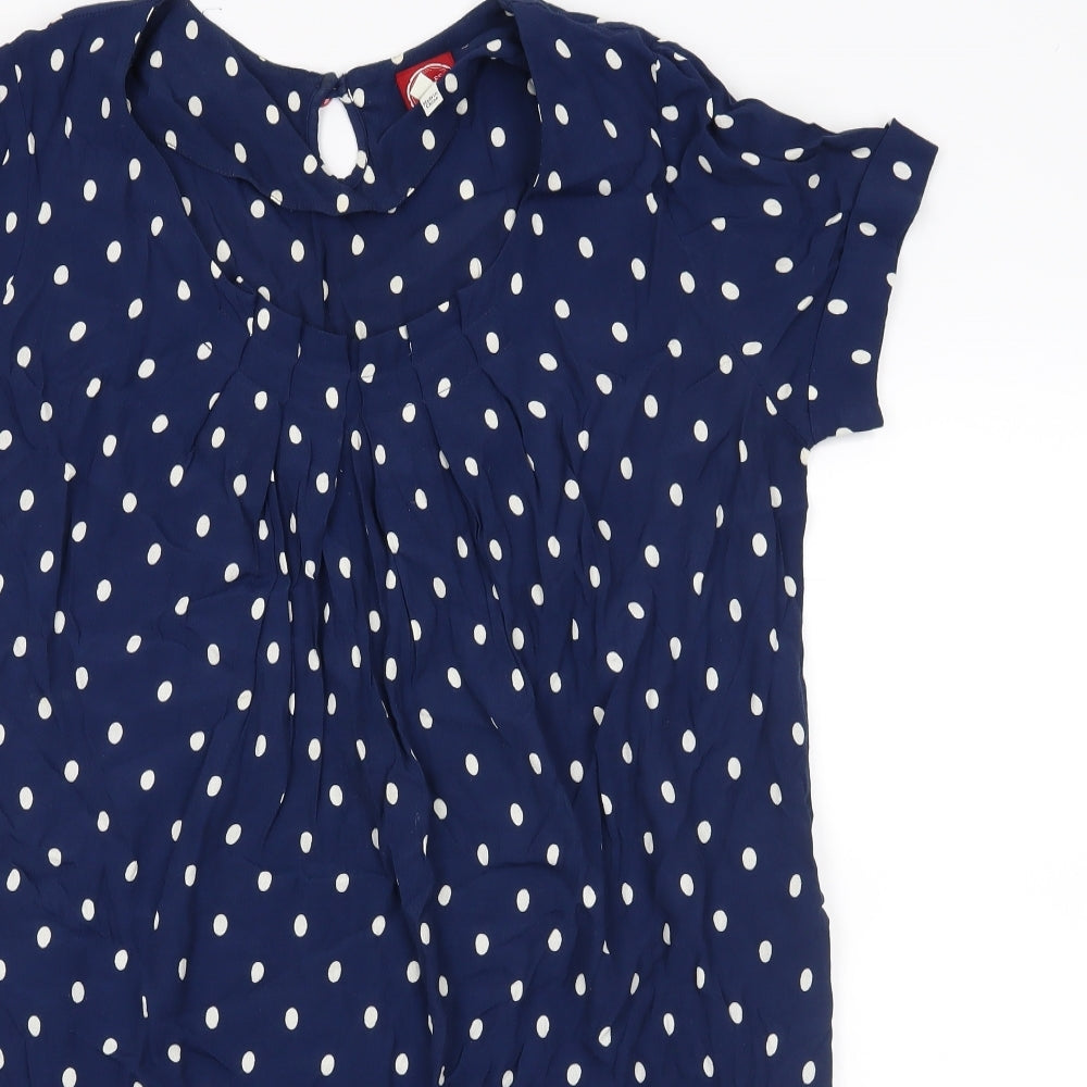 Joules Womens Blue Polka Dot  T-Shirt Dress  Size 10