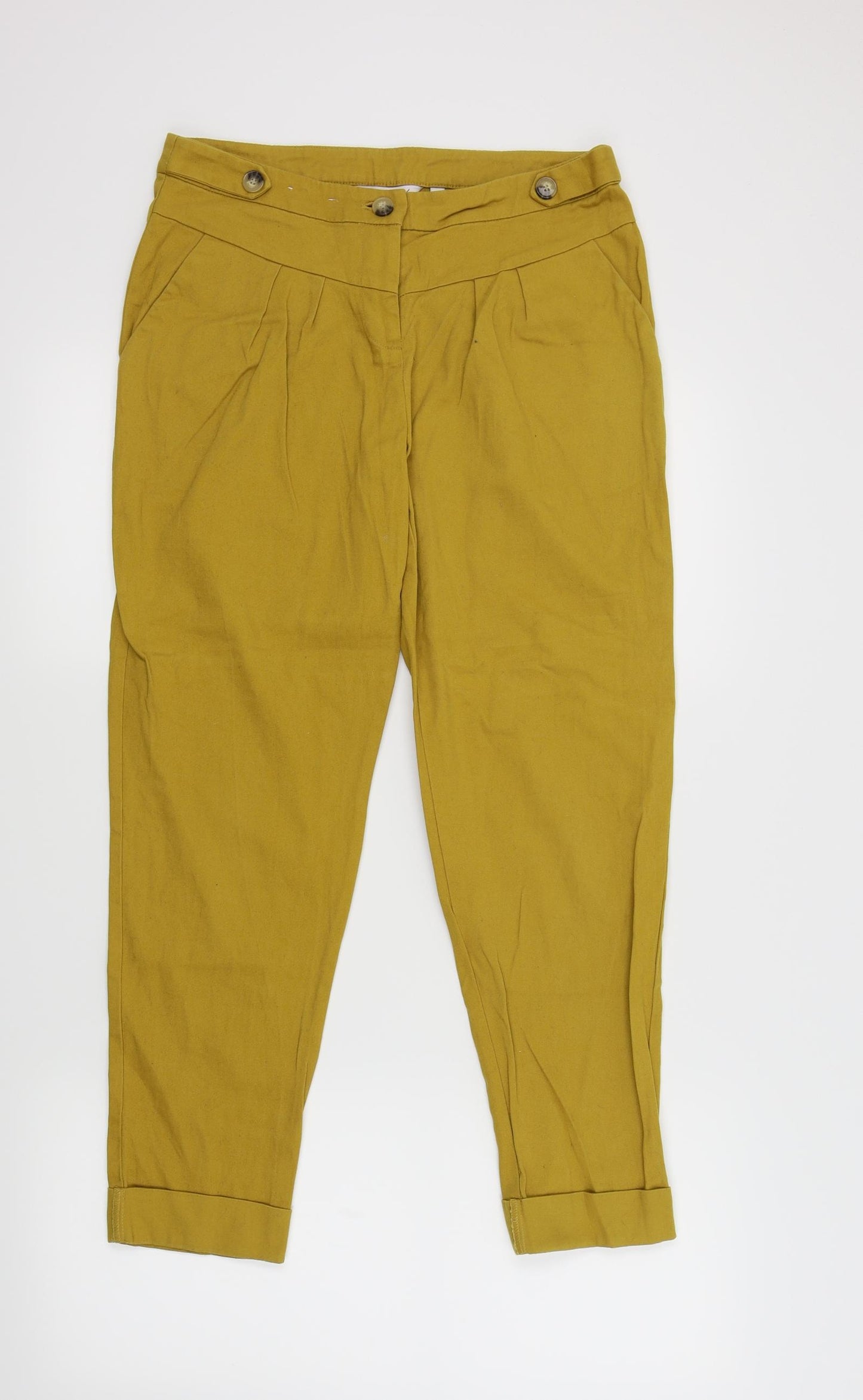 New Look Womens Yellow   Cropped Trousers Size 10 L26 in