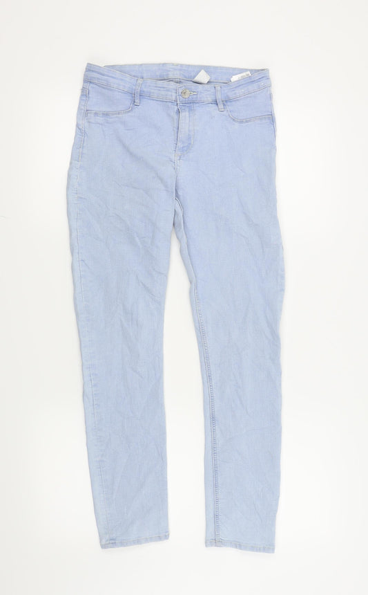 Front view of &Denim girls’ blue skinny jeans, size 12-13, years