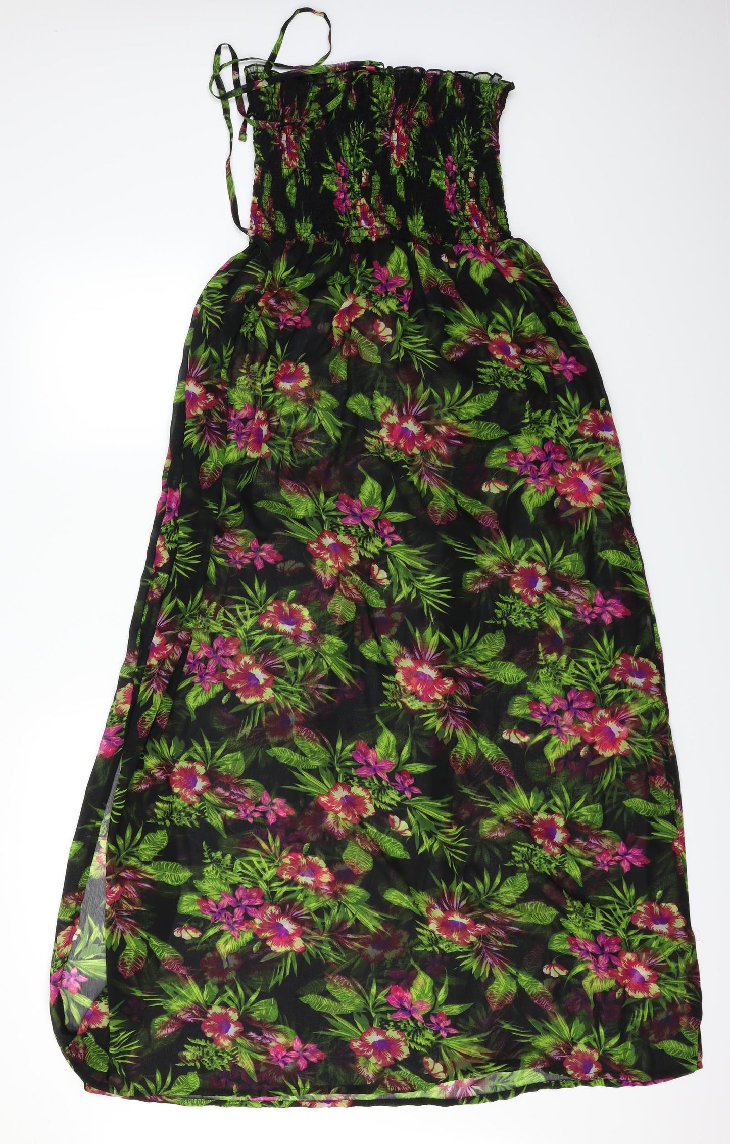 Beach Womens Black Floral  A-Line Skirt Size L