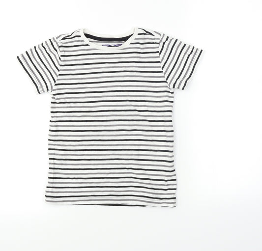 Front view of Next boys’ white striped basic t-shirt, size 5-6, years - stripey