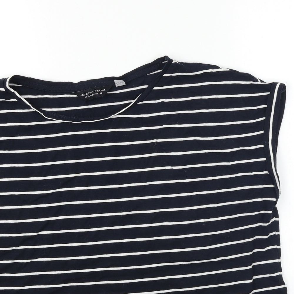 Dorothy Perkins Womens Blue Striped  Basic T-Shirt Size 12