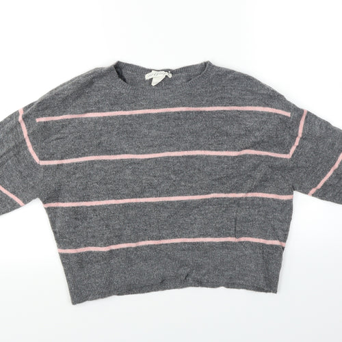 H&M Womens Grey Striped  Pullover Jumper Size XS