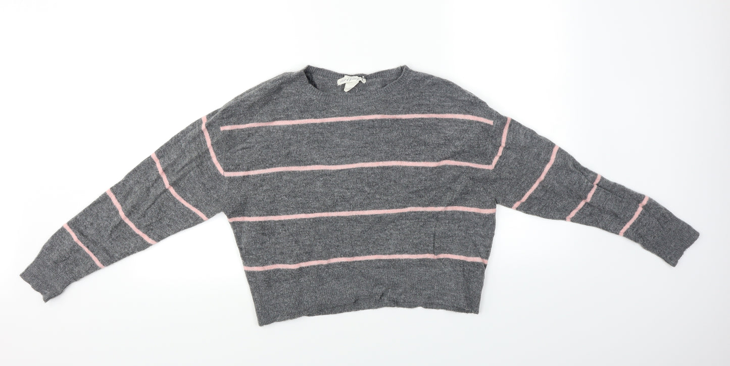 H&M Womens Grey Striped  Pullover Jumper Size XS
