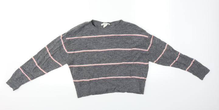 H&M Womens Grey Striped  Pullover Jumper Size XS