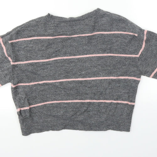 H&M Womens Grey Striped  Pullover Jumper Size XS
