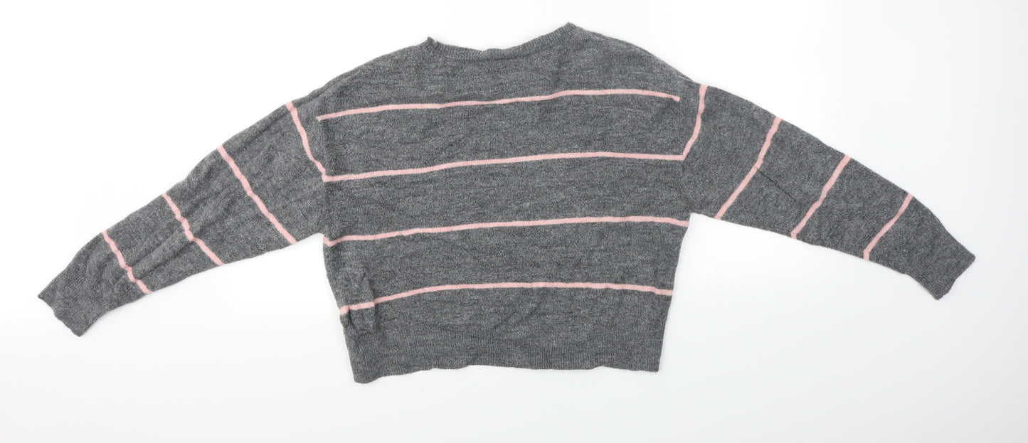H&M Womens Grey Striped  Pullover Jumper Size XS