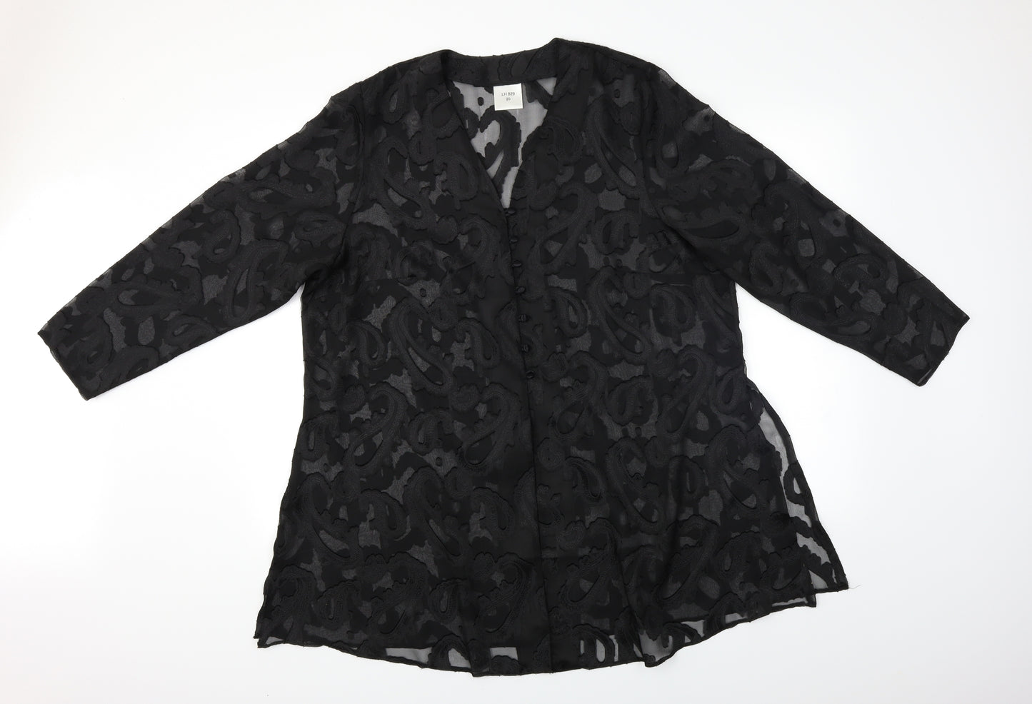 Preworn Womens Black   Basic Blouse Size 20  - lace pattern