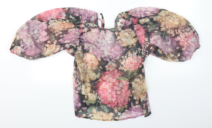 H&M Womens Multicoloured Floral Basic Blouse Size S