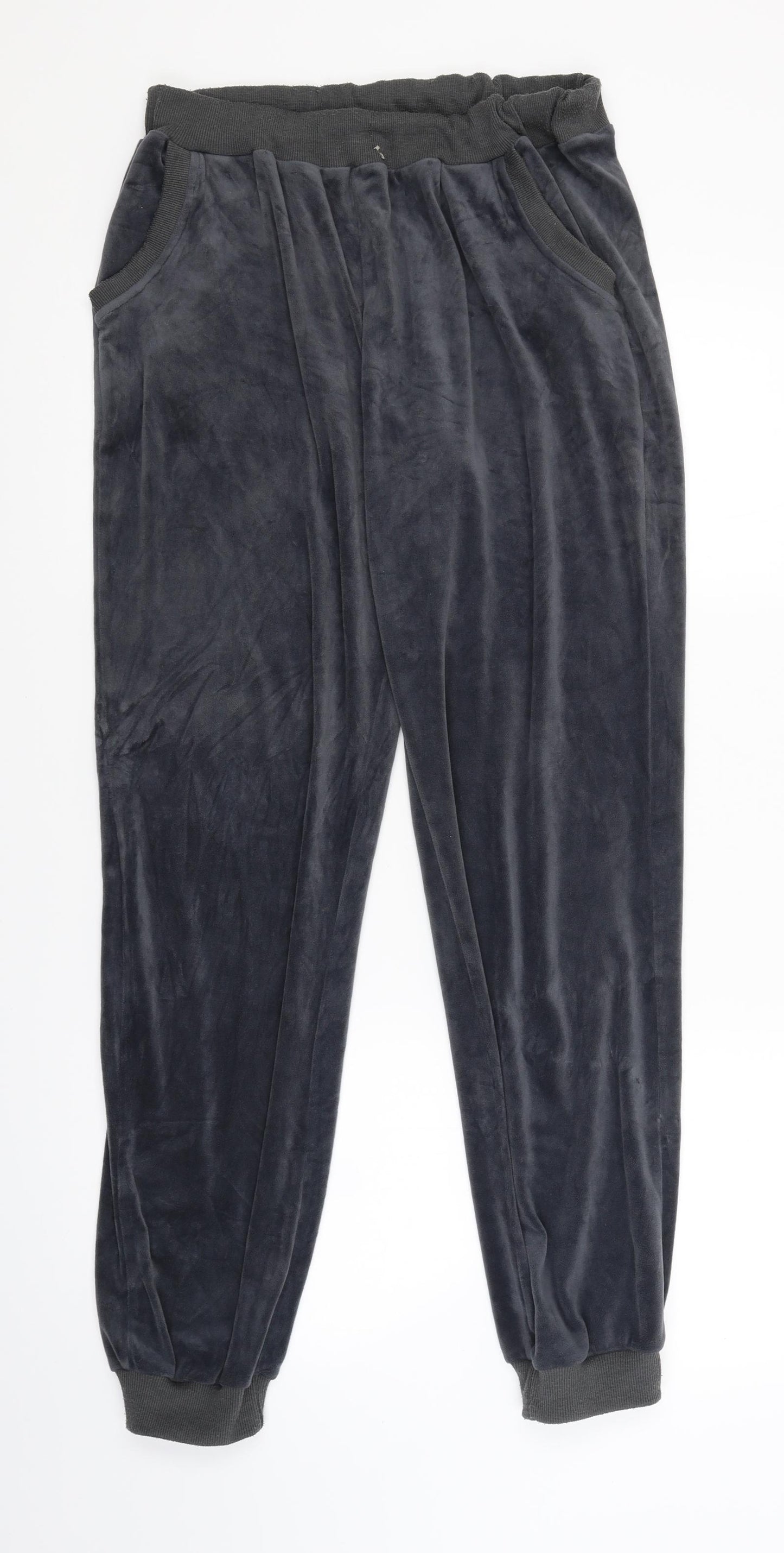 Akalnny Womens Grey  Velvet Jogger Trousers Size L L30 in