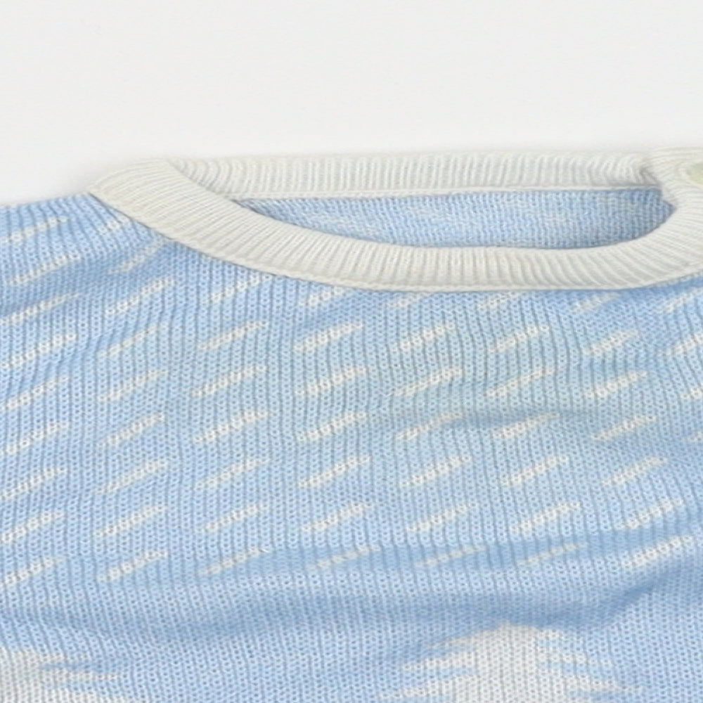St Michael Baby Blue Polka Dot Knit Pullover Jumper Size 6-9 Months  - Polar bear